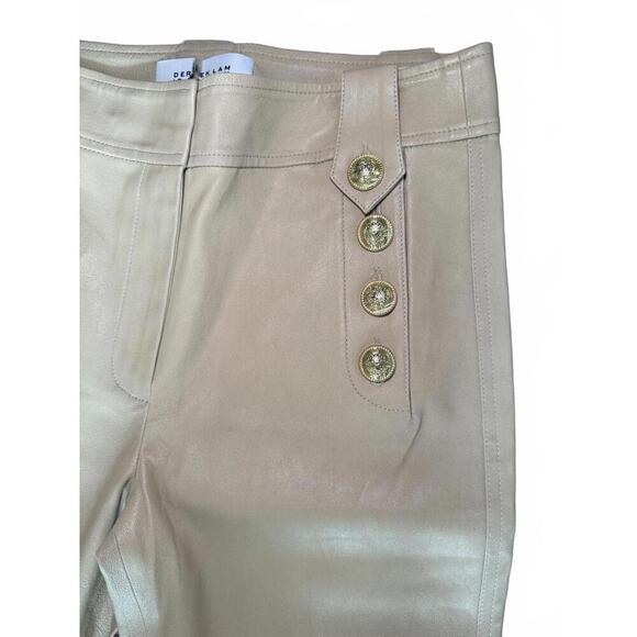 NWOT Derek Lam 10 Crosby Beige Leather Robertson Flared Sailor Pants, Size 8 - Picture 4 of 6
